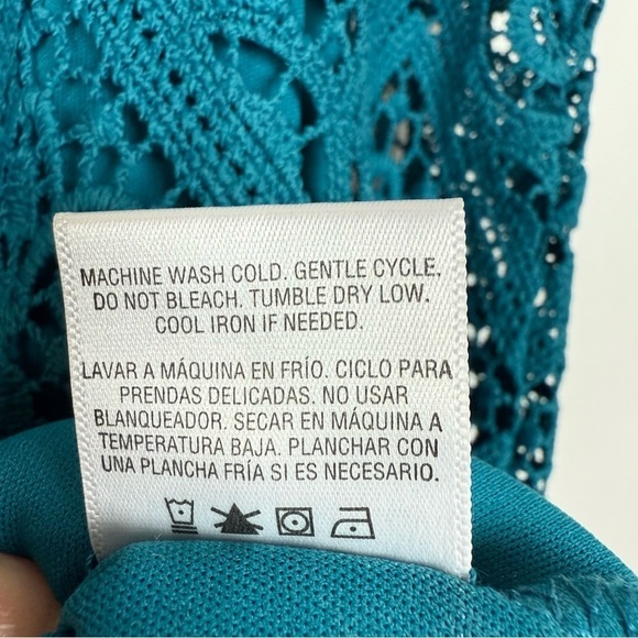 Simply Styled Womens Teal Blue Crochet Lace  Sleeveless Top Size XS - Picture 11 of 13